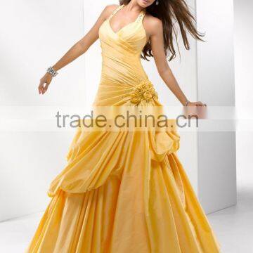 (MY4606) MARRY YOU Halter Ruffle Skirt Floor Length Evening Dresses For Fat Ladies