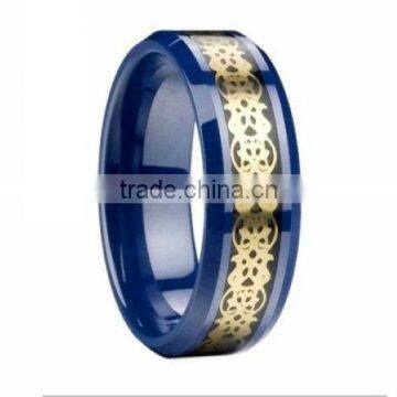 High Quality Jewelry Tungsten Rings, Blue Tungsten with Decorative Pattern