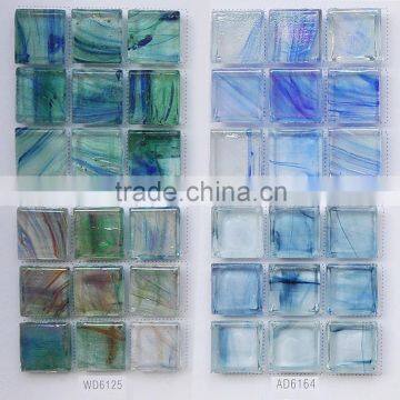 Iridescent Transparent Parquet Feature Amber mix stone Glass Mosaic tile