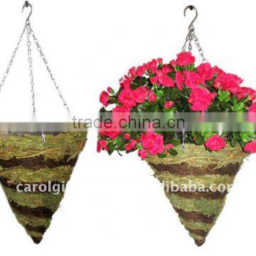 Green Moss and Brushwood Cone hanging planter - Moss hanging basket - Green Moss hanging flower pot