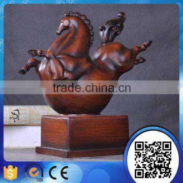 Hot sale high quality resin horse sculpture with wood carved for home decor