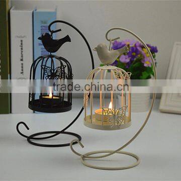 2015 new style bird cage decorative metal candle holder with butterfly