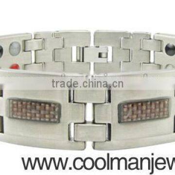 men titanium bracelet wood inlay Pure Titanium Magnetic Bracelets