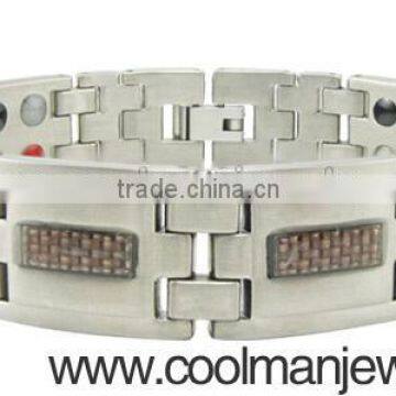 Men Titanium Bracelet Wood Inlay Pure Titanium Magnetic Bracelets