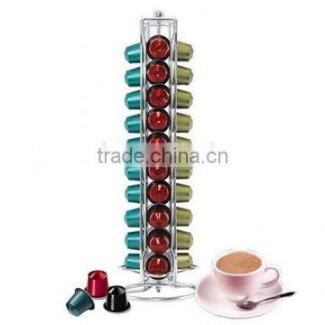 40 Capacity Chrome Wire Rotating Nespresso Coffee Capsule Holder