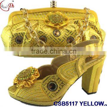 CSB5117 Attractive yellow shoes matching bag/shoes and bag set with factory price