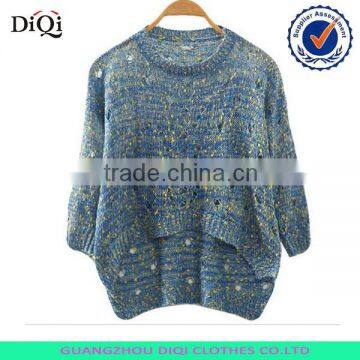 Royal Hollow Gold Wire Hedging Blue Sweater