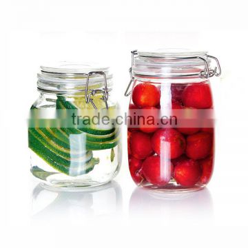 2200ml 3000ml High quality glass storage jar/glass jar with metal clip/glass airtight jar