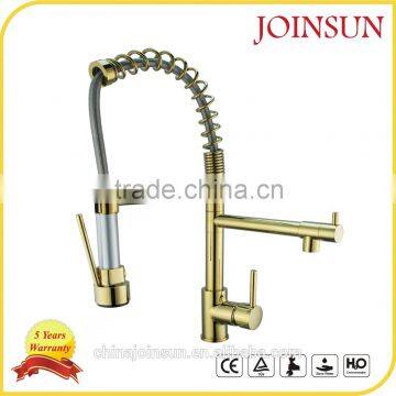 high fashion pull down kitchen taps gold