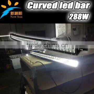 IP68 waterproof 50inch 288W C ree curved led offroad light bar