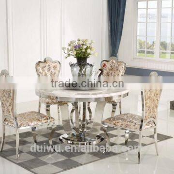 6 Seater modern stainless steel base round hideaway dining table