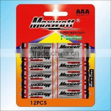 R03P SIZE AAA UM-4 DRY CELL BATTERY 12PCS/CARD