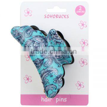 Blue Floral Hair Jaw Claw Clip