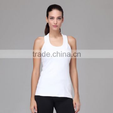 Wholesale Plain White Top Women Workout Fitness Clothing Yoga Tops