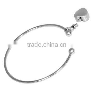 SRB5004 Wholesale Stainless Steel Hoop Bangle with Blank Heat Shaped Ashes Charm Stainless Steel Bracelet & Bangle