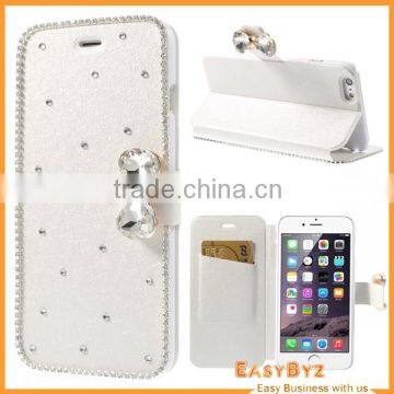 New products smartphone leather rhinestone phone case for iphone 6 plus