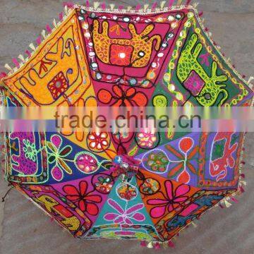 pagoda parasol umbrella Latest Design 2015 Beautiful Multi Colorful elephant work Handmade Embroidered Parasol sun Umbrella