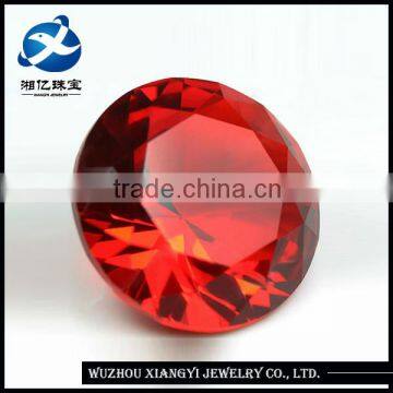 Sexy large bright red cheap fine round brilliant cut synthetic rough gemstone 19mm crystal glass stone ruby prices