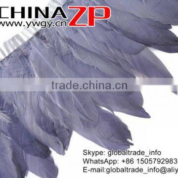 CHINAZP Factory Best Selling Cheap Trim Dyed Grey Goose Satinettes Trimming Feathers photo-3