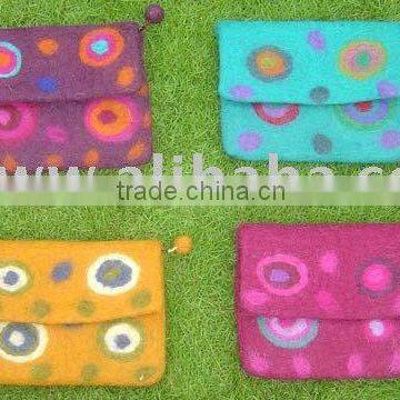 Nepal Handmade Felt Cute Girls Flower Small Coin Purse