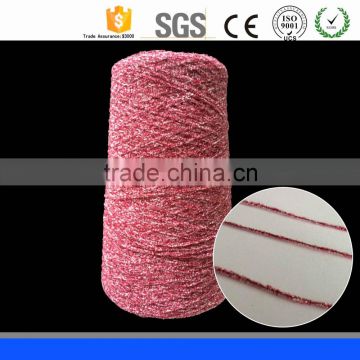 70% Acrylic,30% cotton 1/6NM Burgundy Chenille yarn/polyester metallic yarn