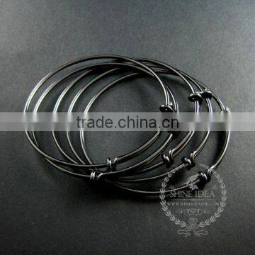 65mm diameter gun black color plated brass simple wiring bracelet for beading DIY jewelry supplies 1900043