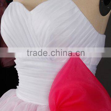 RSW842 Asymmetric Hemline Organza Custom Made Pink Wedding Dresses China photo-4