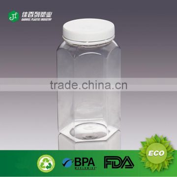 250g to 1000g Hexagon Clear Plastic PET Jar