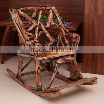 Southeast Asia Style Root Carved Rocking Chair, Environmental Protective Solid Wood Root Reclining Chair (BF01-X1172) photo-3