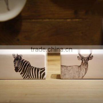 High Quality Zebra and Beer Rectangle Ceramic Candle Holder photo-5