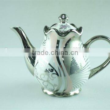 Siliver Chromed Porcelain Teapot With Lid, 800 ml Water Pots&kettles Chaozhou Stock photo-2
