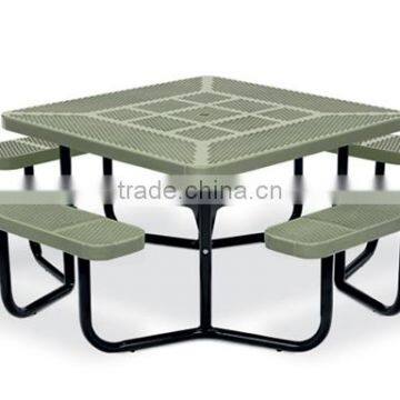 Garden Patio Furniture, Expanded Metal Table With Benches photo-4