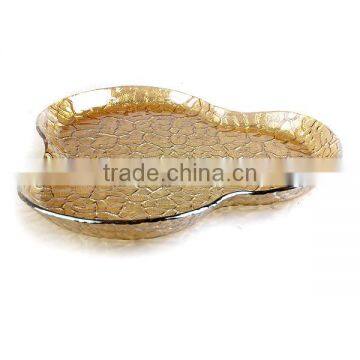 Hot Sale Elegant Gold Salad Plate for Holiday Cheap Glass Plate for Party photo-2