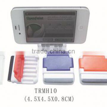 Mini plastic cell phone table holder with screen cleaner