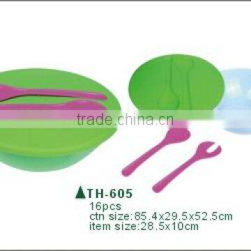 Plastic Salad Bowl and Tableware With Lid photo-3
