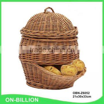 Traditional handmade natural kitchen wicker potato basket