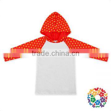 Breathable Red White raglan Sweatshirts Pullover kids clothes