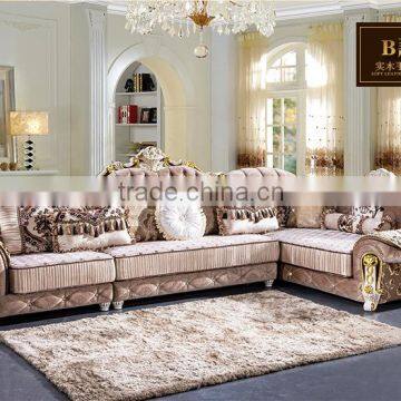 M878 Living Room Furniture Classical Solid Wood Frame Fabric Sofa/fabric Big Corner Sofa photo-2
