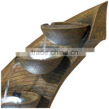 Modern Curved Cascading Zen Fountain With LED Light