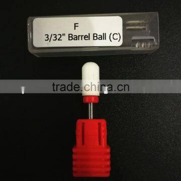 Polishing Drill Barrel Ball Total Length 40MM Fine Type Head Blade Diameter 13MM White Ceramic Burr for Nail