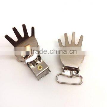 3/4inch PALM Design High Quality Metal Suspender Clip With Plastic Teeth Inside for Garment photo-2