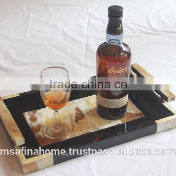 Rectangle horn lacquered serving tray
