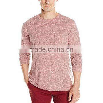 Spring Clothes For Men Wholesale Long Sleeve Slim Fit Plain Blank Solid O Neck Crew Pocket Tee Fancy T Shirt Men