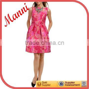 Manni Women Fuchsia Palm Cocktail Party Dress