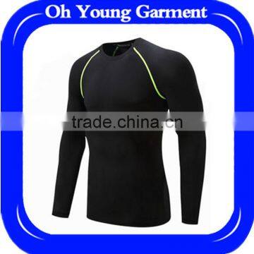 sports fitness long-sleeved men training clothes quick dry elasticity tops