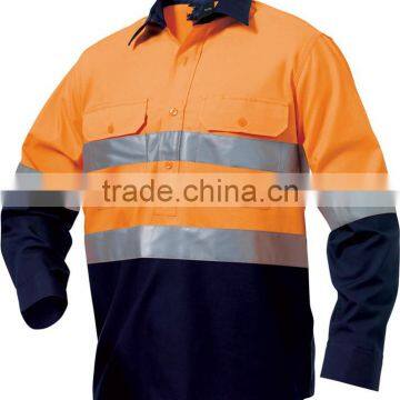 OEM Custom Short Sleeves 100% Cotton Safety Uniform Hi Vis Reflective Work Shirts photo-3