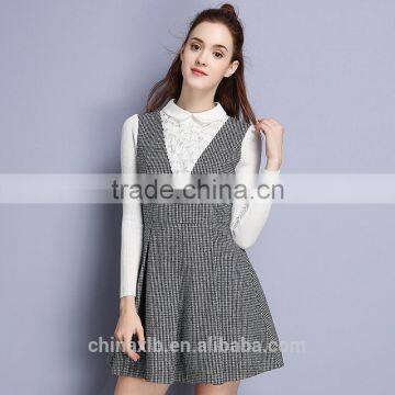 winter women long sleeve dress knitted plaid fashion dress casual party dress