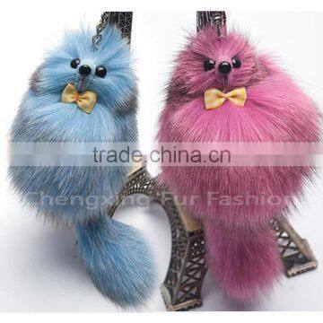 CX-R-11C Luxury Wholesale Genuine Fox Fur Tail Key Chain