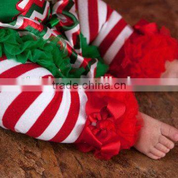 Wholesale Kids Baby Stripe Leg Warmers Christmas Baby Double Ruffle Leg Warmers