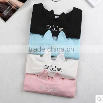 Female Summer Small Pure and Fresh and the Short Sleeve T-shirt Loose Thin Sweet photo-2